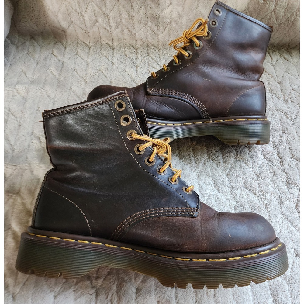 Dr. Martens Vintage 1460 Brown Leather 8 Eye Lug Sole Boots Mens 8.5 - Picture 7 of 11